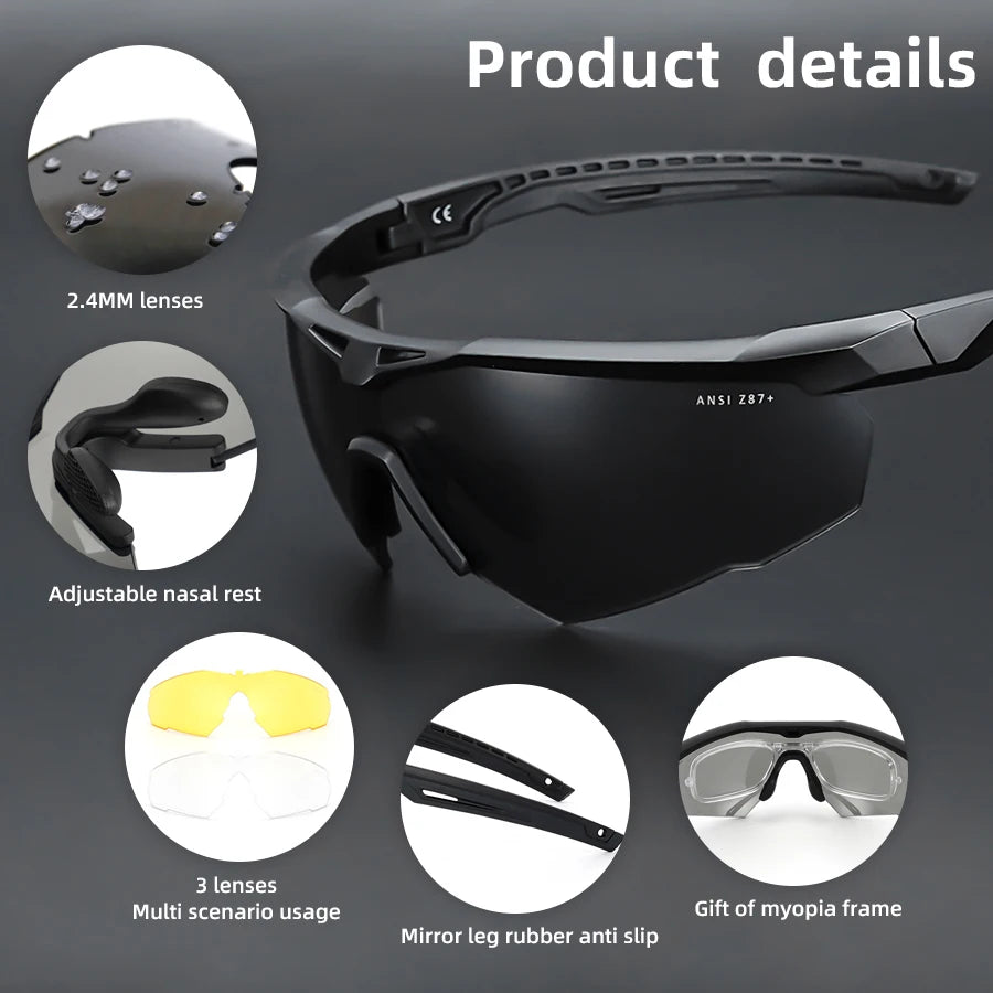 Tactical Goggles Set Windproof Dustproof CS Military Shooting Bulletproof Sunglasses Motorcycle Mountaineering Glasses