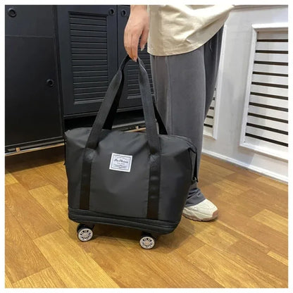 Business Travel Bag Large Capacity Collapsible Trolley Bag Oxford Cloth Dry-Wet Separation Unisex Business Trip Bag