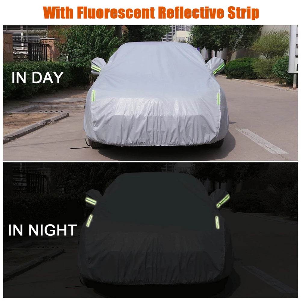 S-XXL Car Cover Sedan Full Covers with Reflective Strip Sunscreen Protection Dustproof&Waterproof UV Scratch-Resistant Universal - MarvelouStoree