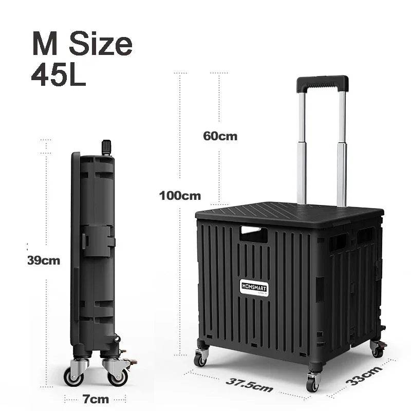 45/65L Folding The Folding Shopping Cart Trolley Portable Home Shopping Cart Folding cart with 2 /4 /8 Wheels - MarvelouStoree