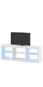 63 in TV Stand for 55/60/65/70 Inch TVs, Modern Entertainment Center with Open Shelves, Wood TV Console with 2 Storage Dra