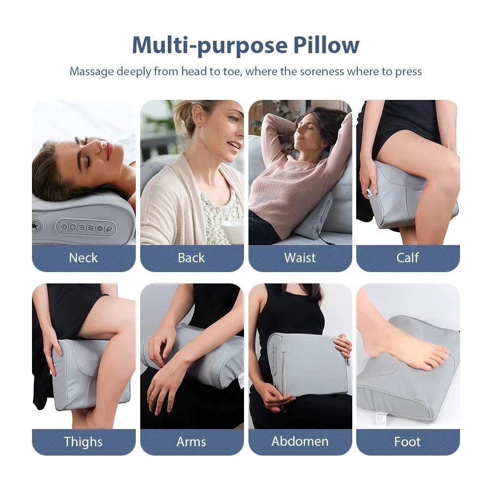 Electric Pillow Massager Neck Shoulder Massage Pillow Waist Back Kneading Massage Cushion Head Massager Neck Cervical masajeador