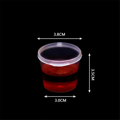 100Pcs Small Plastic Disposable Sauce Cups Food Storage Clear Package Box&Lid