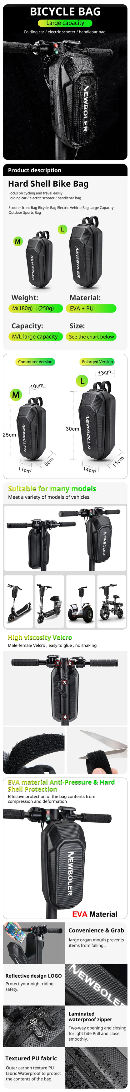 NEWBOLER Electric Scooter Bag Accessories Electric Vehicle Bag Waterproof for Xiaomi Scooter Front Bag Bike Bag Parts Rainproof