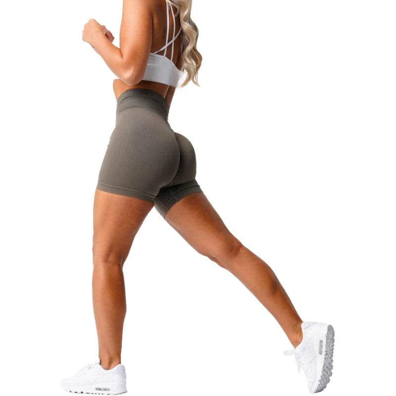 New Spandex Solid Seamless Shorts Women Soft Workout Tights Fitness Outfits Yoga Pants Gym Wear - MarvelouStoree