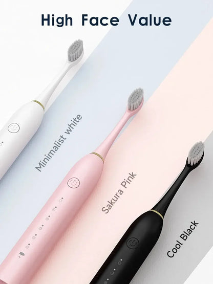 USB Rechargeable Tooth Brush for Adult 6 Clean Modes X-3 Sonic Electric Toothbrush Washable Teeth Whitening and Cleaning Brush