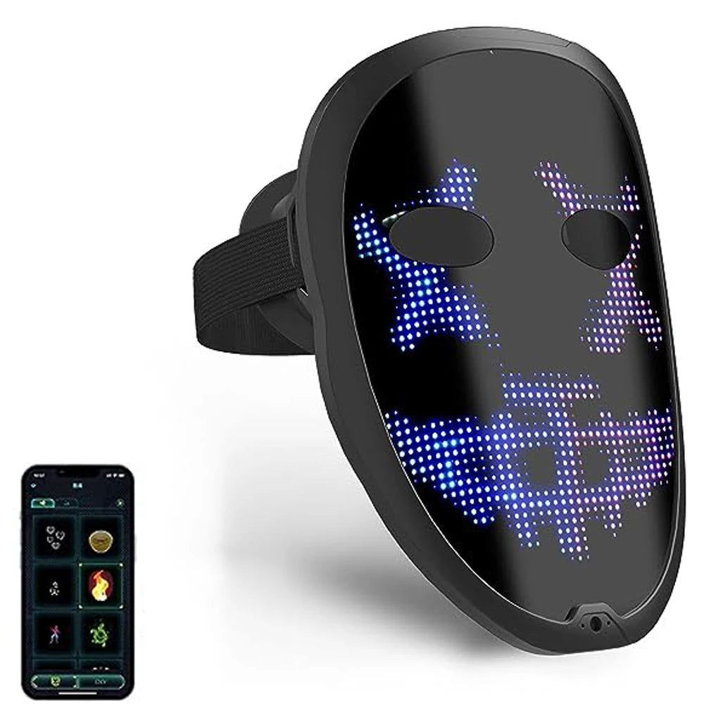 Bluetooth APP Light Up LED Mask Diy Picture Animation Text Halloween Christmas Carnival Costume Party Game Child Masks Deco GIFT