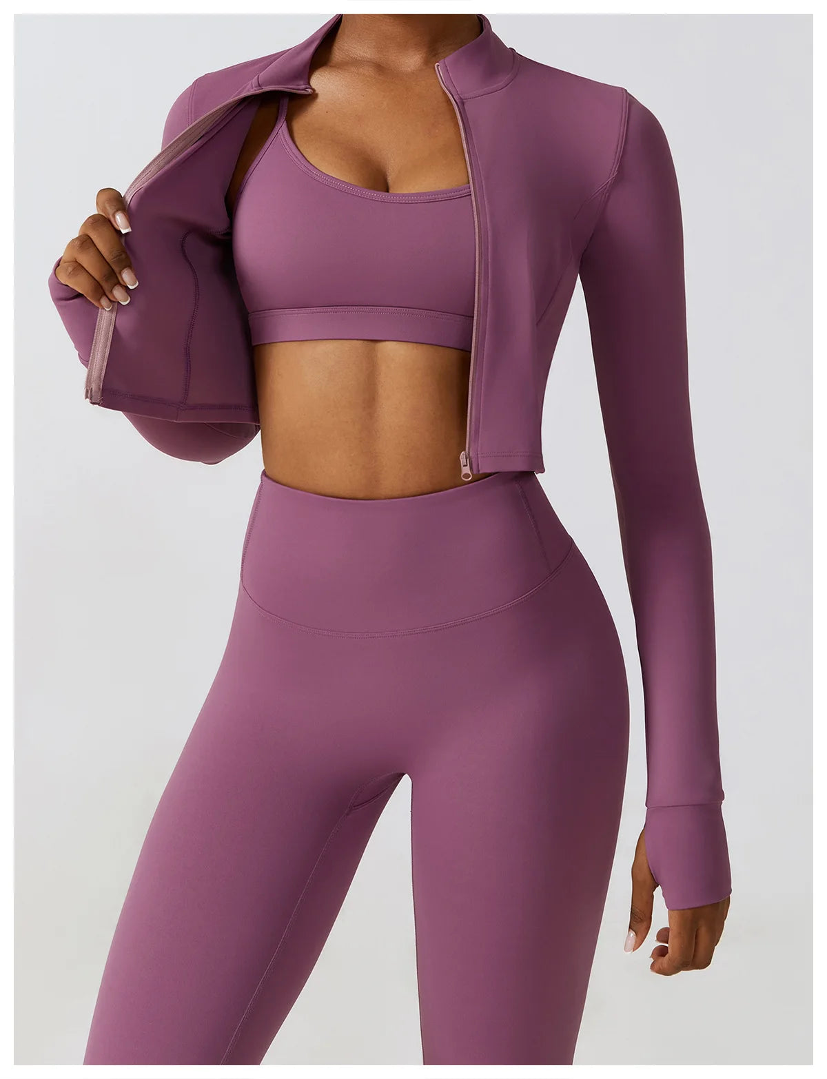 Sportswear Yoga Set Women's Workout Clothes Athletic Wear Sports Gym Legging Seamless Fitness Bra Crop Top Long Sleeve Yoga Suit