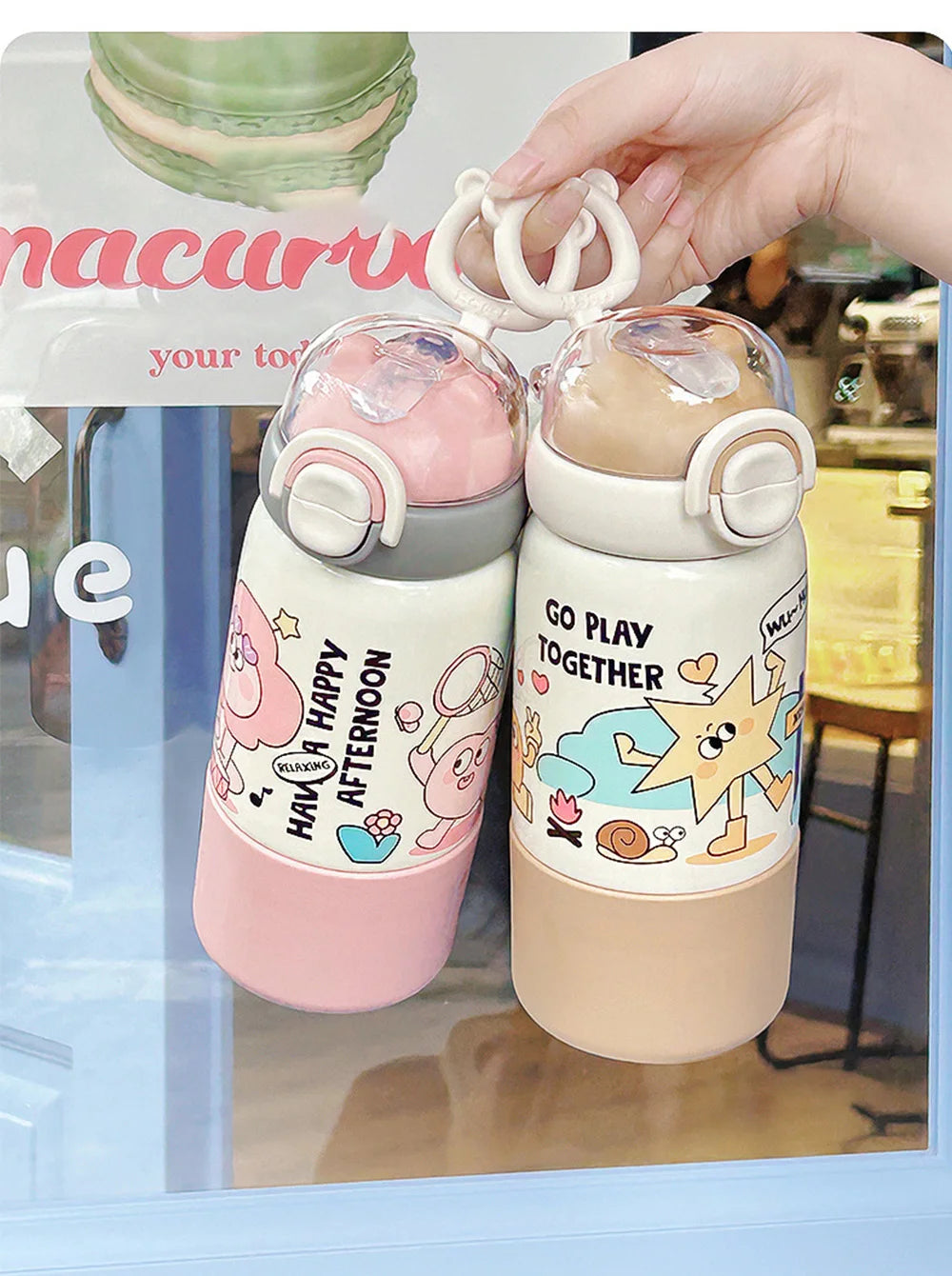 500ML Cartoon Kids Thermos Bottle Cute Children's Thermal Water Bottle 316 Stainless Steel Thermos Mug For Outdoor Water Cup ﻿