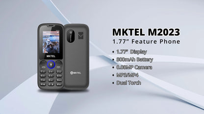 MKTEL M2023 Feature Phone with 1.77inch Display 800mAh Battery Dual SIM FM Radio Flashlight 0.08Mega Camera Senior Phone