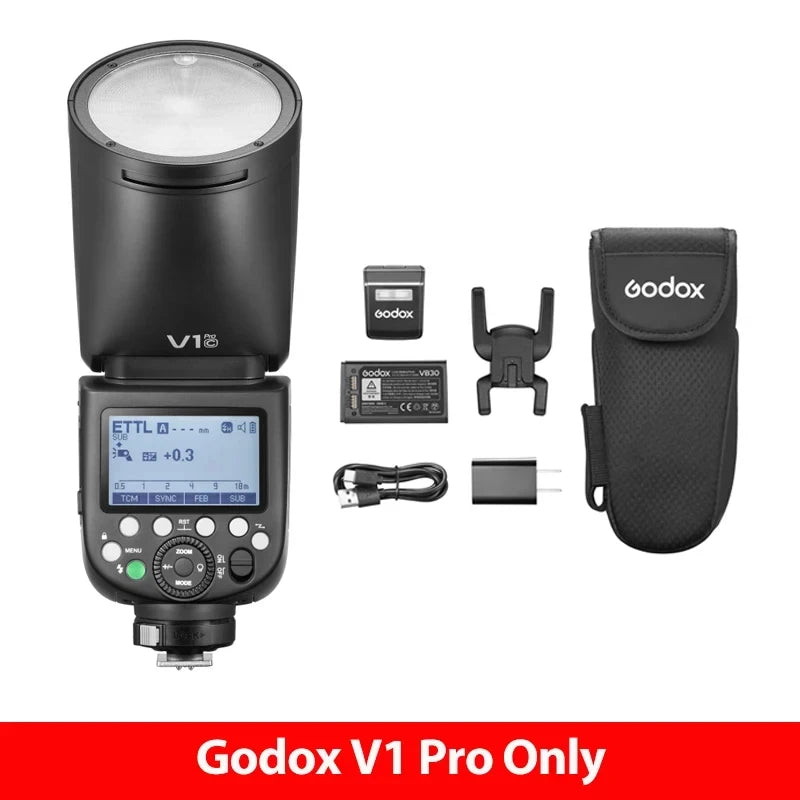 in stock Godox V1 Pro V1Pro for Canon Nikon Sony Fuji Olympus TTL Wireless Transmission Speedlite Li-ion Round Head Camera Flash