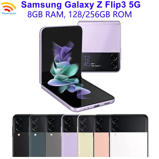 Samsung Galaxy Z Flip 3 Z Flip3 5G F711U1 F711N Original 6.7" AMOLED NFC Snapdragon Unlocked Foldable 98% New Cell Phone