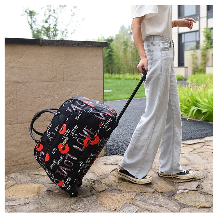 Large Capacity Women Travel Suitcase Trolley Bags Wheeled Bag Oxford Waterproof Rolling Luggage Travel Bag With Wheels