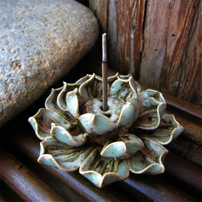 Handmade Lotus Incense Stick Holder Ceramic Sandalwood Incense Holder Home Teahouse Office Decor Aromatherapy Censer