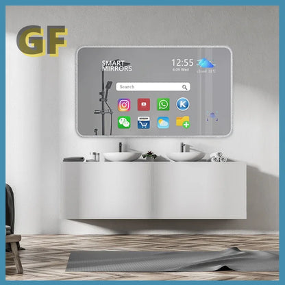 Touch Screen Interactive Rectangle Wall Mirror Customised Led light Waterproof Smart Magic Mirror with tv WIFI Bath mirrors