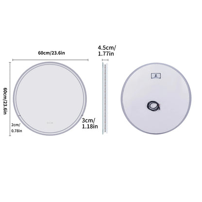 Large Round LED Bathroom Vanity Mirror Anti-Fog with Brighter Lights for Makeup Wall Mount Smart Touch