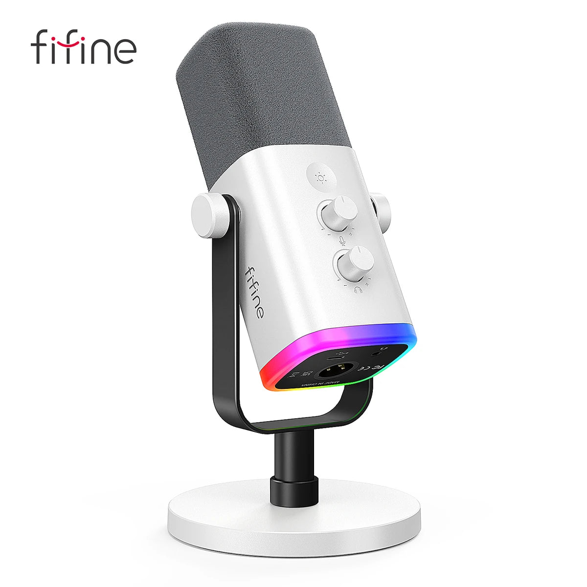 FIFINE USB/XLR Dynamic Microphone with RGB Control/Headphone jack/Mute,MIC for PC Gaming Recording Streaming AmpliGame-AM8