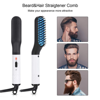 Man Hair Comb Brush Beard Straightener Multifunctional Hair Straightening Comb Hair Curler Fast Heating Styling Tools