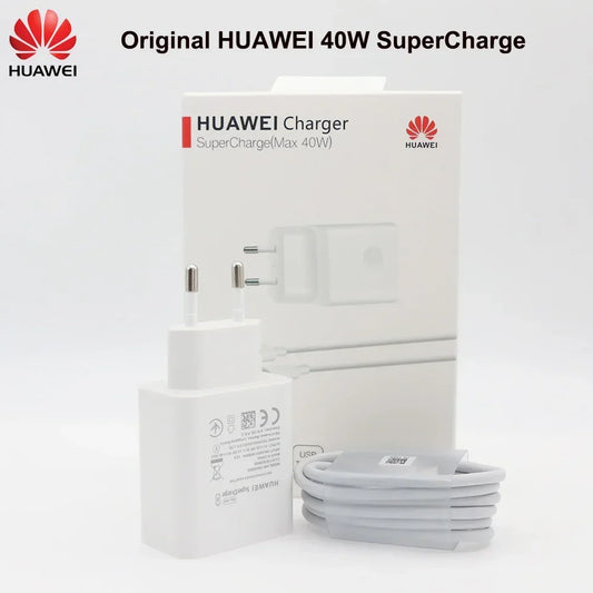 Huawei Original 10V4A Supercharge Charger 40W EU Charge Adapter 5A USB Type C Cable for Nova 5 5t 5 Pro Mate 30 Pro P20 P30 Pro