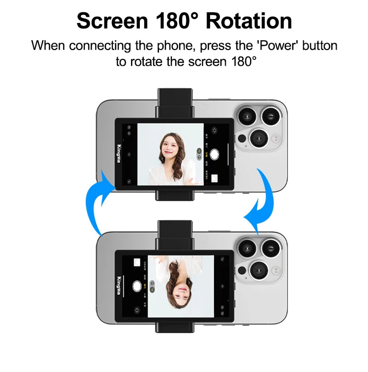 Phone Vlog Selfie Monitor Screen Support 4K Wired Recording Using Phone Rear Camera for iPhone Selfie Vlog Live Stream TikTok