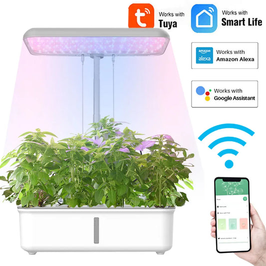 Tuya WIFI-compatible Hidroponia Growing System with LED Light Planter Smart Plant Pot Indoor Herb Vegetable Flower Cultivation