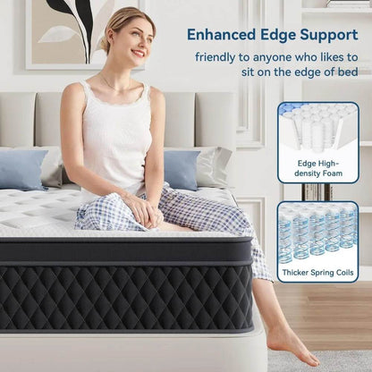 12 Inch Queen Mattress in A Box, Memory Foam Hybrid Mattress with Individually Pocketed Springs for Isolate Motion - MarvelouStoree