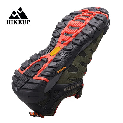 HIKEUP Men's Hiking Shoes Suede Leather Outdoor Shoes Wear-resistant Men Trekking Walking Hunting Tactical Sneakers