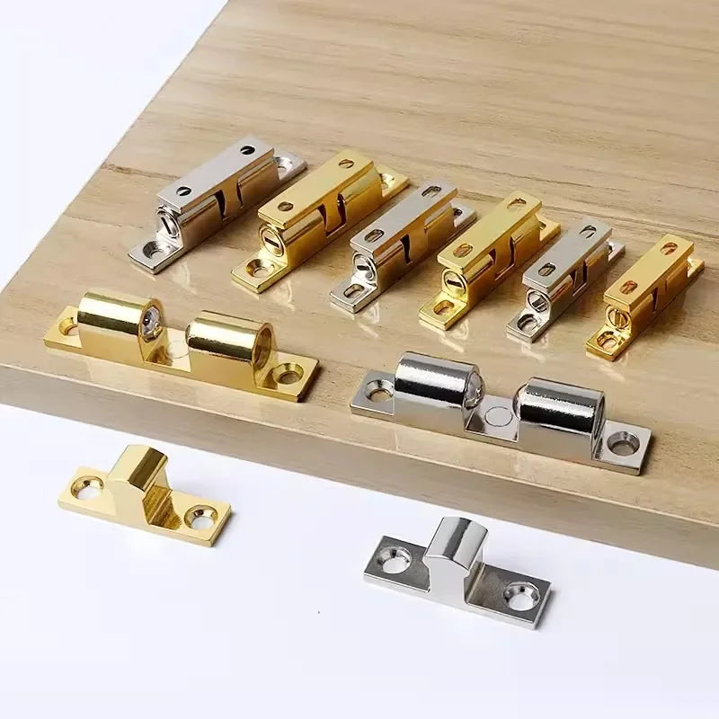 5/1pcs Furniture Door Ball Latch Brass Double Roller Spring Ball Catch Latches Cabinet Closet Door Adjustable Tension Latch