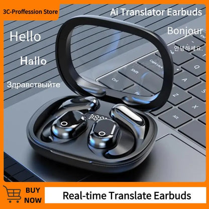 Intelligent AI Translator Earphones Real Time AI Voice Translator Earbuds 98% Accuracy Support Wireless Headphones