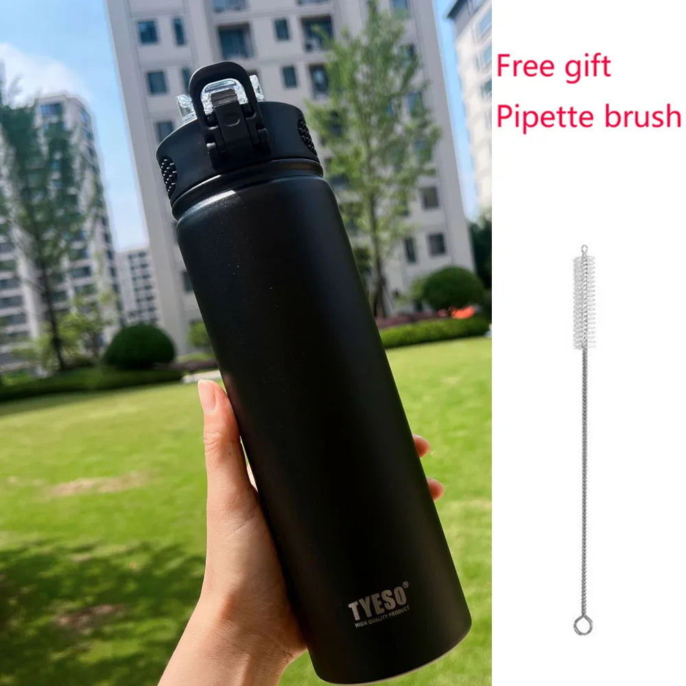 Thermos Bottle with Straw 750ml Stainless Steel Thermal Cup Car Insulated Flask Water Tumbler for Outdoor Sports