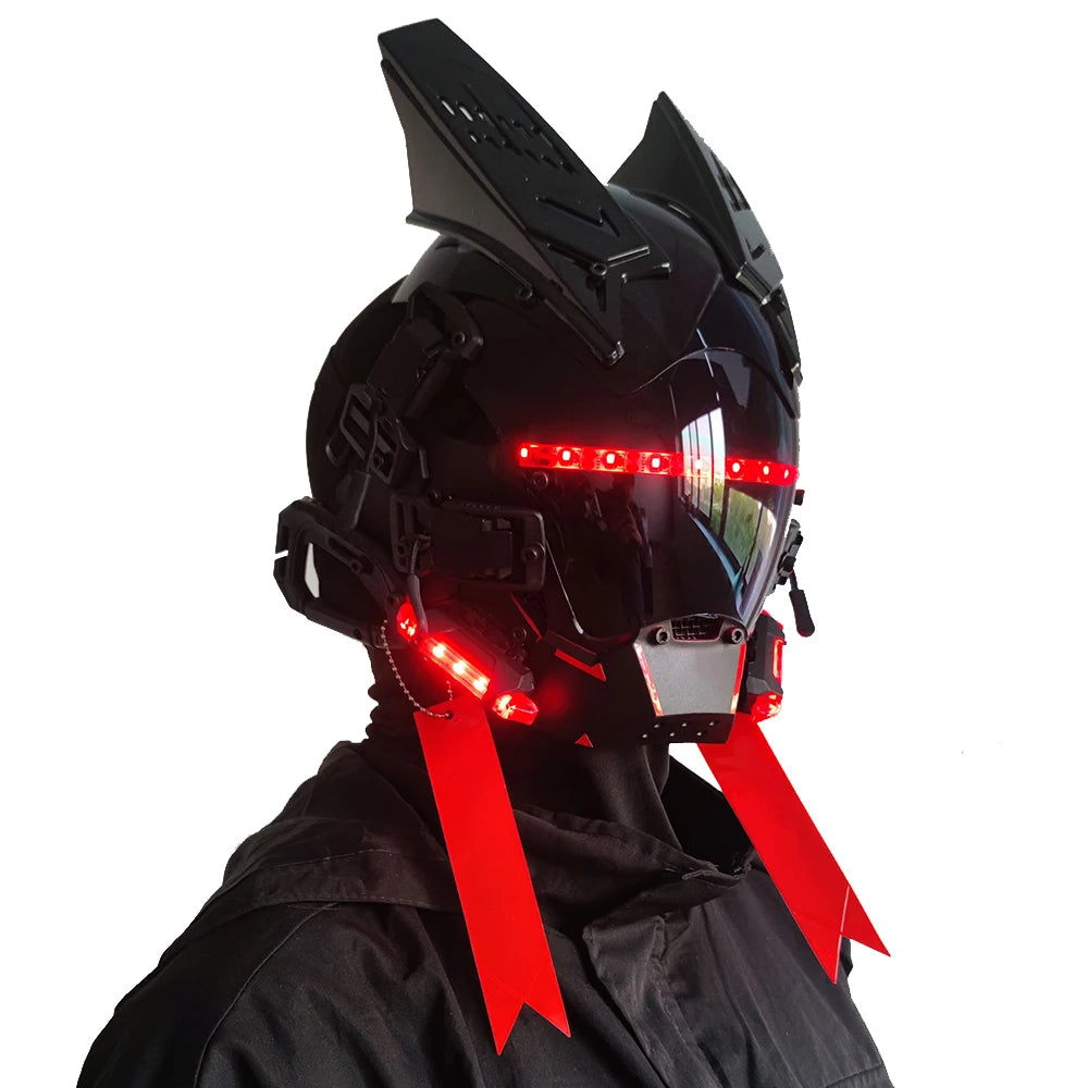 Cyberpunk Mask Led Lighting Cosplay Helmet Halloween Christmas Gift Music Festival Party For Adults