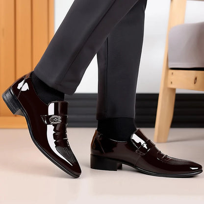 Brand New Patent Leather Shoes for Men Casual Business Shoes Office Work Shoes for Male Party Wedding Oxfords Point Toe Loafers