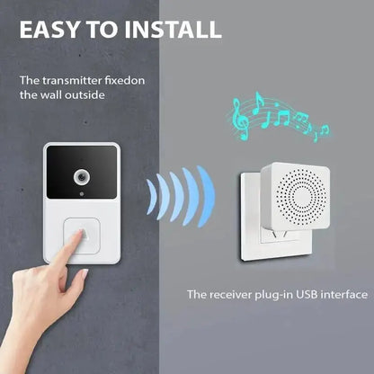 WiFi Video Doorbell Camera Visual Wireless Smart Doorbell Night Vision Two-Way Audio Cloud Storage Security Door Bell Chime