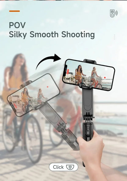 Gimbal Stabilizer with Fill Light Selfie Tripod Wireless Anti-shake Bluetooth Stabilizer for Smartphone Xiaomi IPhone 16 Pro Max