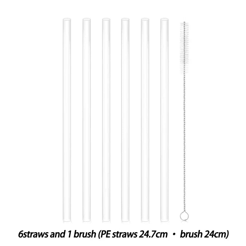 Replacement Straw Compatible with Stanley 20 oz 30 oz 40 oz Cup Tumbler, 6/2 Pack Reusable Straws with Cleaning Brush