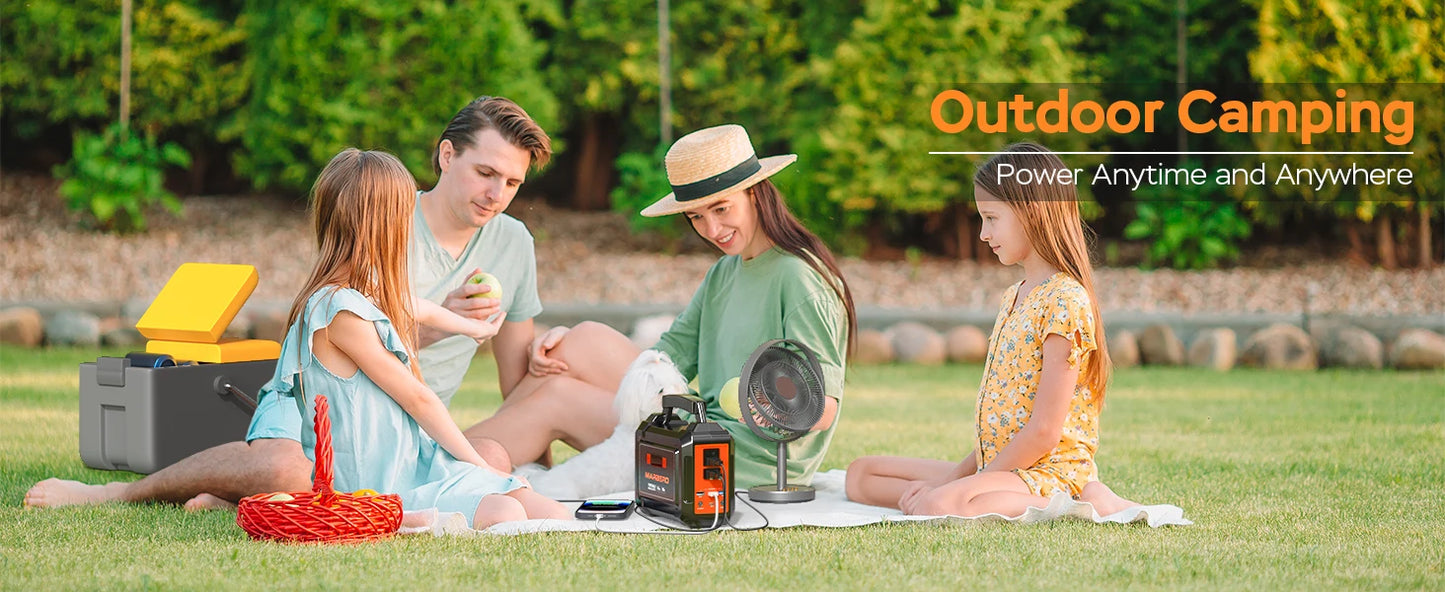 O Camping Solar Generator 167Wh Power Bank with AC Outlet 110V with Multi-Output LED