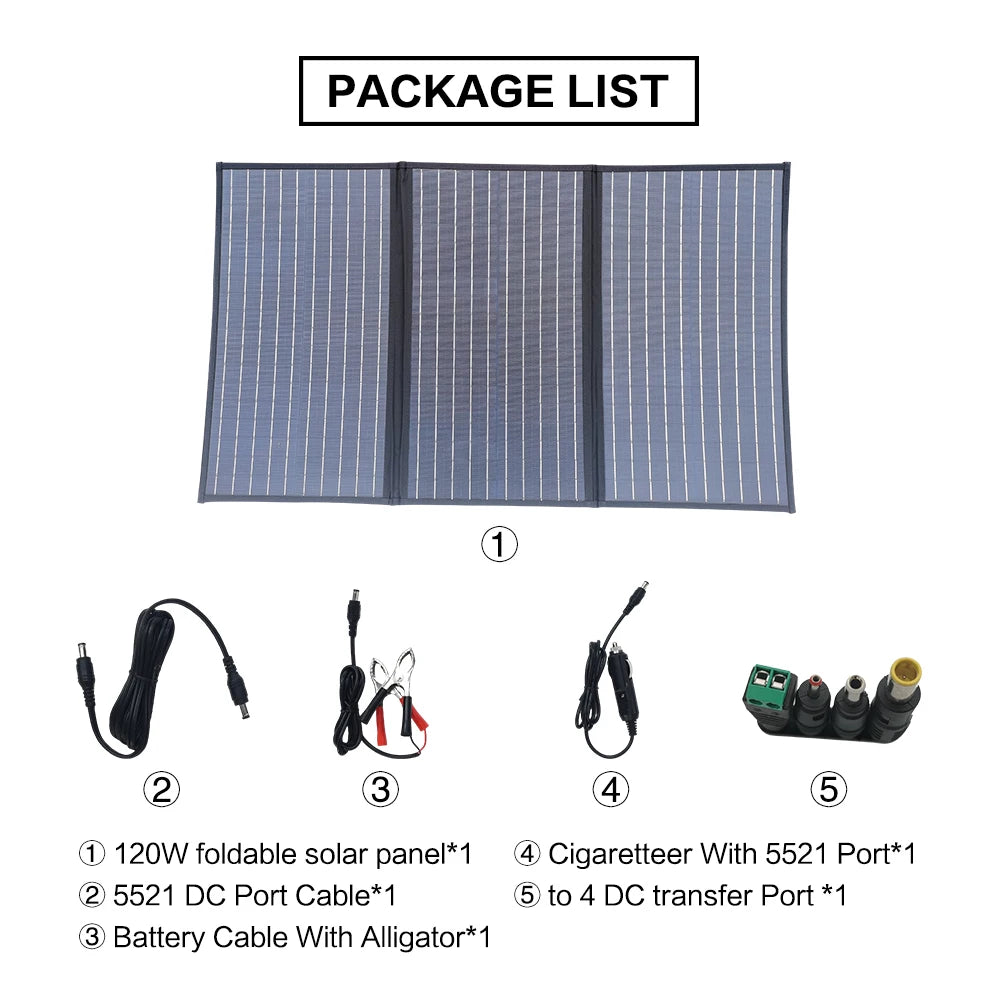 Foldable Solar Panel 120w 160w Double USB Charger ETFE Flexible Folding Camping Travel Phone Ipad Portable