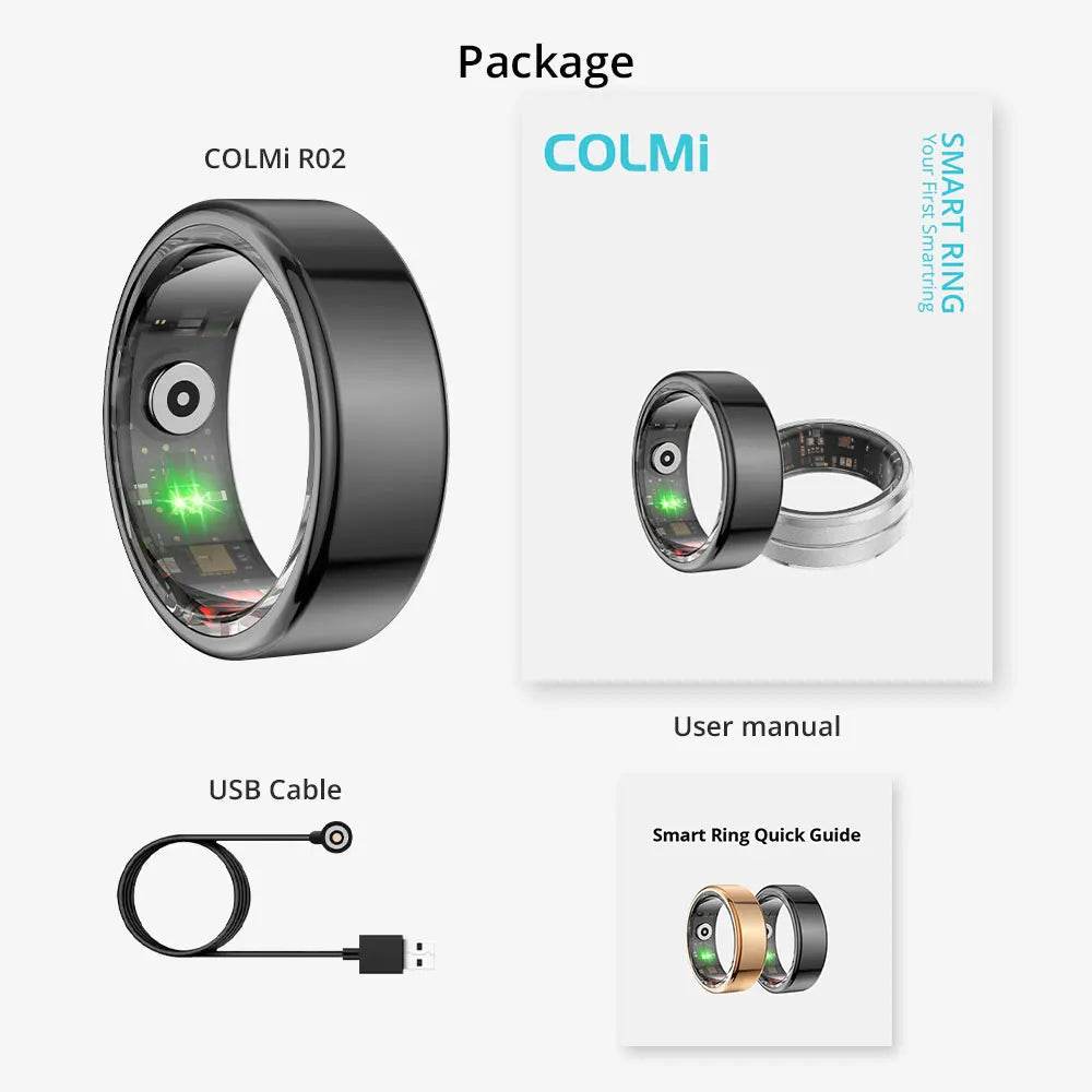 [2024 ] COLMI R02 Smart Ring Military Grade Titanium Steel Shell Health Monitoring IP68 & 5ATM Waterproof Multi-sport Modes - MarvelouStoree