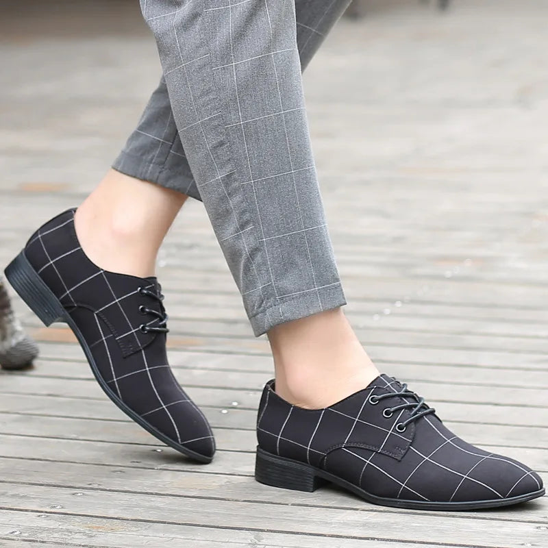 Men Classic Business Shoes Man Dress Shoes Fashion Korea Pointed Toe Lace-Up Formal Wedding Shoes Men Black Lattice 999