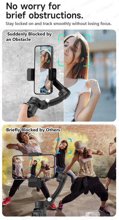 Handheld Gimbal Stabilizer Selfie Tripod with Wireless Remote for Smartphone 3-Axis Anti Shake Gimbal Foldable for iPhone Xiaomi