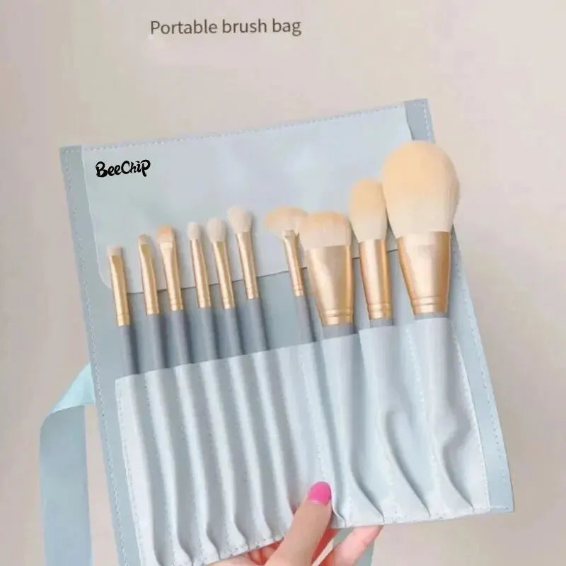 10Portable Soft-Bristled Makeup Brushes Morandi Color Makeup Brush Set Novice Beginners Advanced Full Set of Makeup Tools