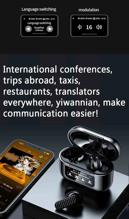 2024 NEW Translation Headphones 144Languages Instant Translate Smart Voice Translator Wireless Bluetooth textTranslator Earphone