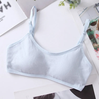 4pcs/set Teenage Girls Small Bras 10-16T Young Children Underwears Student Girls Solid Color Kid Sports Training Bra Padded Vest