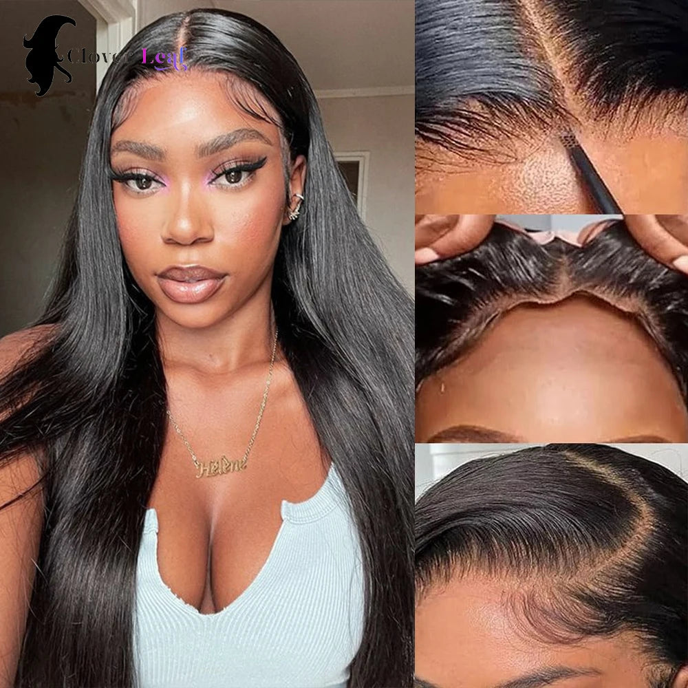 26 28 30 inch Glueless Wigs Human Hair Ready To Wear 4X4 Straight Pre Cut Lace Closure Wig Brazilian Human Hair Wigs For Women