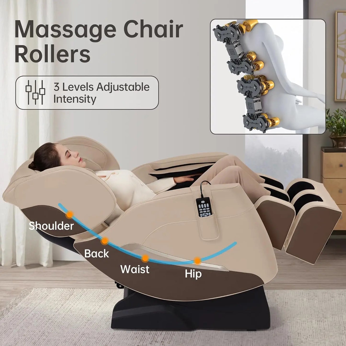 Massage Chair, Full Body Zero Gravity Massage Chair with Auto Modes,  Point Rollers, Bluetooth, Foot Massage, Heating