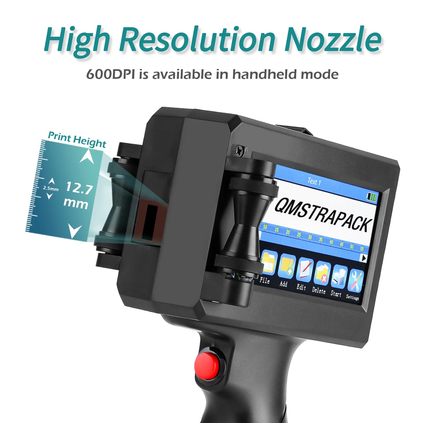 Non-encrypted Handheld Inkjet Printer Gun 12.7mm with Fast-Drying Ink for Text QR Barcode Batch Number Logo Date Label Printer