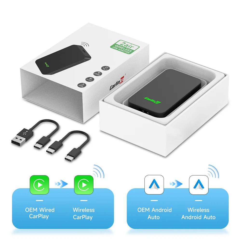 2air CarlinKit 5.0 Wireless CarPlay Wireless Android Auto Box 2.4G & 5.8Ghz WiFi BT Auto Connect Plug&Play For Wired AA CP Cars - MarvelouStoree