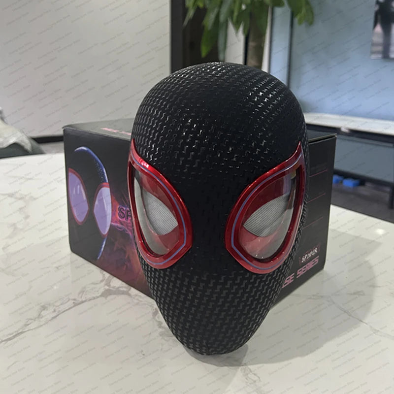 Mascara Miles Spiderman Headgear Cosplay Moving Eyes Electronic Mask Spider Man 1:1 Remote Control Toys For Adults Kids Gift