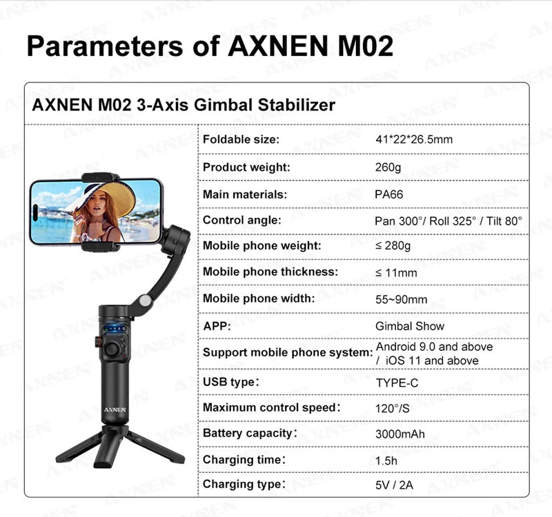 Handheld Stabilizer 3 Axis Gimbal for Cellphone Outdoor Video Shot for iPhone 16 15 PRO MAX Samsung Android, Optional AI Module