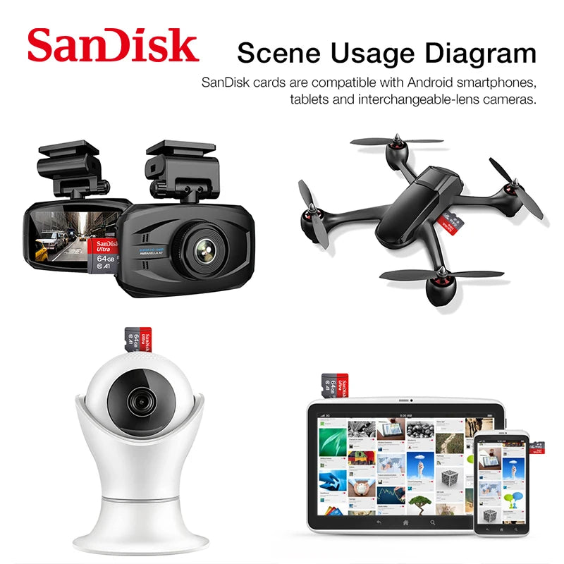 SanDisk Micro tf Card 128GB 64GB 32GB Up to 98MB/s Memory Card Class 10 Flash Card A1 TF Card memory card for smartphone